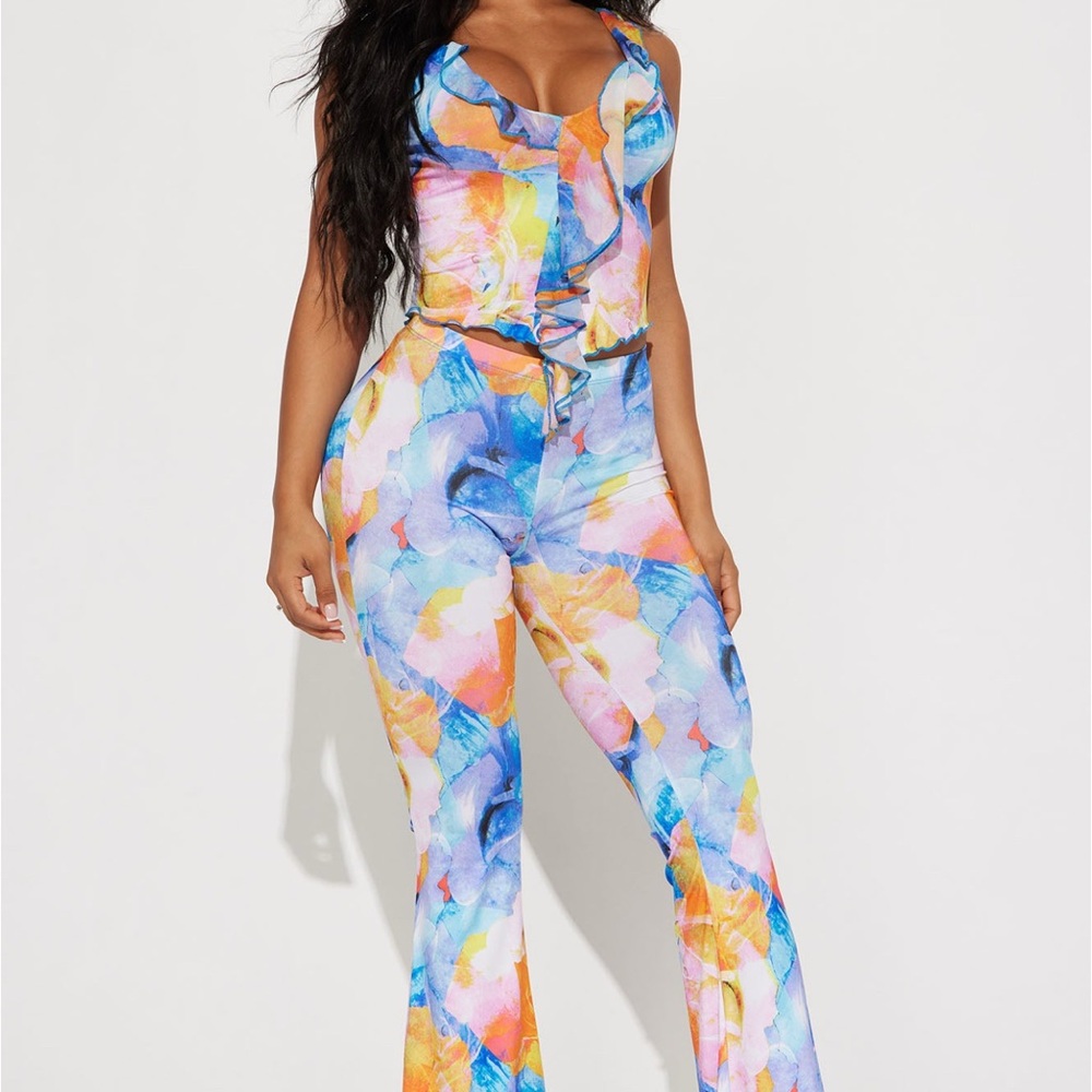 Colorful Abstract Women's Two Piece Pant Suit